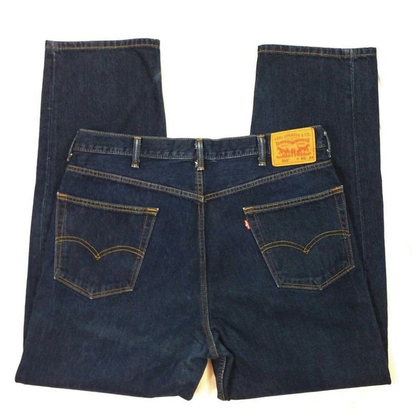 Levi 550 Dark Relaxed Fit Slightly Tapered Leg Denim Jeans Mens Size 40 x 32.5 - Picture 6 of 11